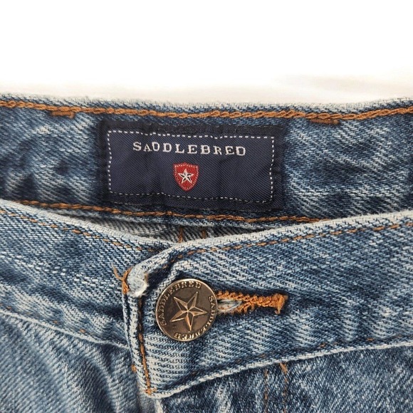 Saddlebred Mens Jeans 38x32 Blue Classic Straight Fit Distressed Denim Jeans - Picture 7 of 8